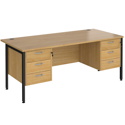 Straight Desk with Double Pedestals - H-Frame