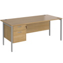 Straight Desk with Single Pedestals - H-Frame