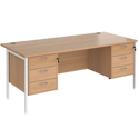 Straight Desk with Double Pedestals - H-Frame