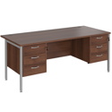 Straight Desk with Double Pedestals - H-Frame