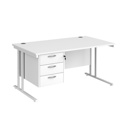 Straight Desk with Three Drawer Pedestals
