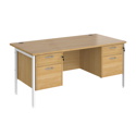 Straight Desk with Double Pedestals - H-Frame