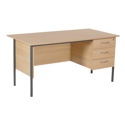 Single Pedestal Three Drawer Desk