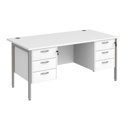 Straight Desk with Double Pedestals - H-Frame