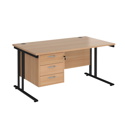 Straight Desk with Three Drawer Pedestals