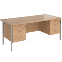 Straight Desk with Double Pedestals - H-Frame