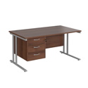 Straight Desk with Three Drawer Pedestals