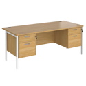 Straight Desk with Double Pedestals - H-Frame