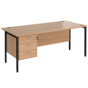 Straight Desk with Single Pedestals - H-Frame