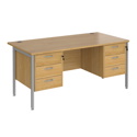 Straight Desk with Double Pedestals - H-Frame