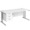 Straight Desk with Three Drawer Pedestals