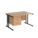 Straight Desk with Three Drawer Pedestals