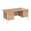 Straight Desk with Double Pedestals - H-Frame