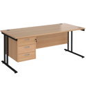 Straight Desk with Three Drawer Pedestals