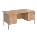 Straight Desk with Double Pedestals - H-Frame