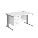 Straight Desk with Three Drawer Pedestals