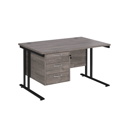 Straight Desk with Three Drawer Pedestals