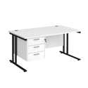 Straight Desk with Three Drawer Pedestals