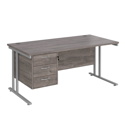 Straight Desk with Three Drawer Pedestals