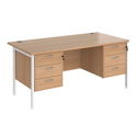 Straight Desk with Double Pedestals - H-Frame