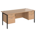 Straight Desk with Double Pedestals - H-Frame