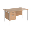 Straight Desk with Single Pedestals - H-Frame