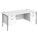 Straight Desk with Double Pedestals - H-Frame