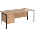 Straight Desk with Single Pedestals - H-Frame