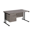 Straight Desk with Three Drawer Pedestals