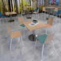 Pisa Square Poseur Table with Round Chrome Base