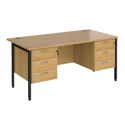 Straight Desk with Double Pedestals - H-Frame