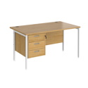 Straight Desk with Single Pedestals - H-Frame