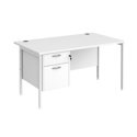 Straight Desk with Single Pedestals - H-Frame