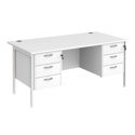 Straight Desk with Double Pedestals - H-Frame