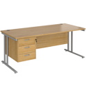 Straight Desk with Three Drawer Pedestals