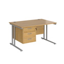 Straight Desk with Three Drawer Pedestals