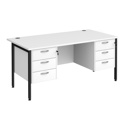 Straight Desk with Double Pedestals - H-Frame