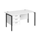 Straight Desk with Single Pedestals - H-Frame