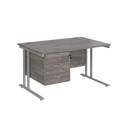 Straight Desk with Three Drawer Pedestals