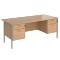 Straight Desk with Double Pedestals - H-Frame