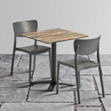Extrema Driftwood Square Dining Table with Spaceguard Black Dining Base