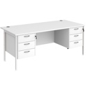 Straight Desk with Double Pedestals - H-Frame