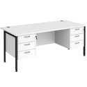 Straight Desk with Double Pedestals - H-Frame