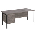 Straight Desk with Single Pedestals - H-Frame