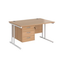 Straight Desk with Three Drawer Pedestals
