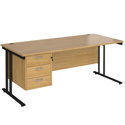 Straight Desk with Three Drawer Pedestals