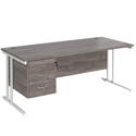 Straight Desk with Three Drawer Pedestals