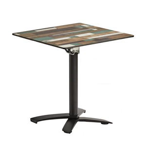 Extrema Driftwood Square Dining Table with Spaceguard Black Dining Base