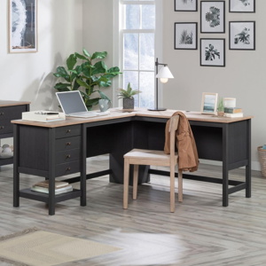 Shaker Style Home Office L-shaped Desk in Raven Oak Effect Finish