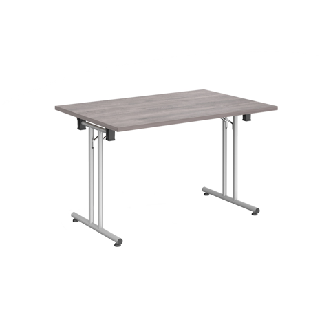 Rectangular Folding Leg Table - 1200 - Silver - Grey Oak
